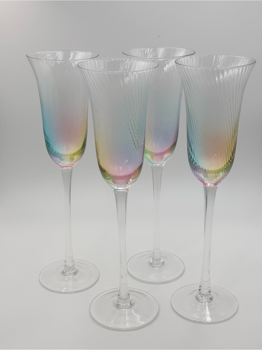 Nicole Miller Rainbow Splash Tight Optic Slender Flute Glass NEW